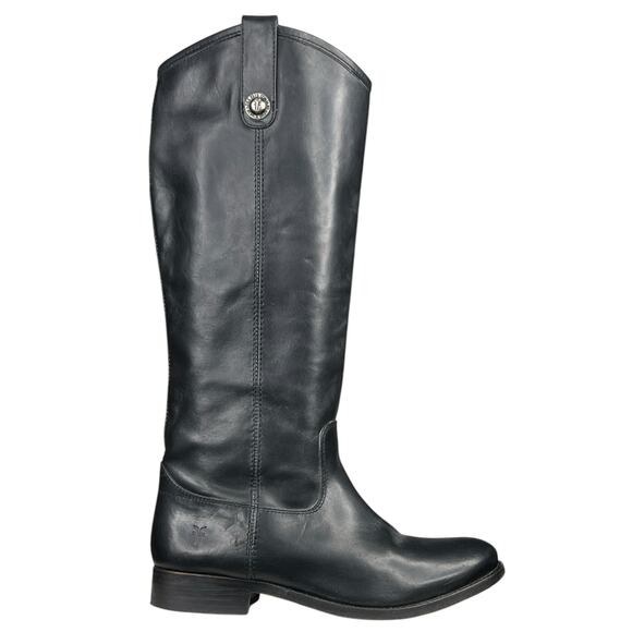 Frye Women’s Melissa Button Black Leather Riding Boot Size US 7.5